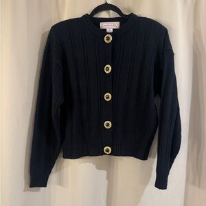 Amilano Vintage Black Sweater with Gold Buttons